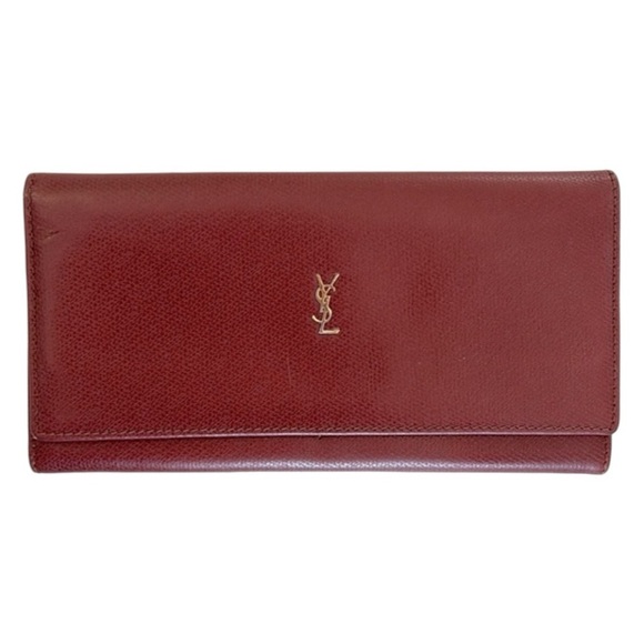 Saint Laurent Handbags - Yves Saint Laurent YSL Belle de Jour Red Leather Classic Large Clutch Wallet